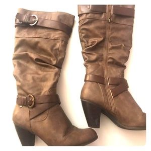 Brown Slouch Boots Size 10